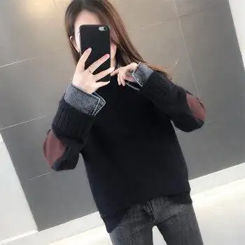 青少女生高中生女加厚中高领毛衣初中生加绒毛线衣女衬衫领外穿洋气