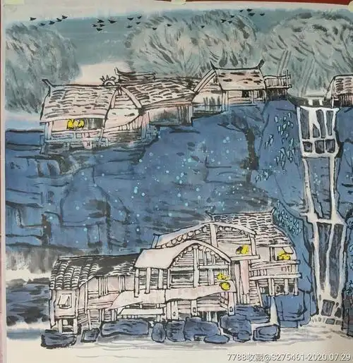 王文芳作品斗方_山水国画原作_作品欣赏_收藏价值_7788字画网