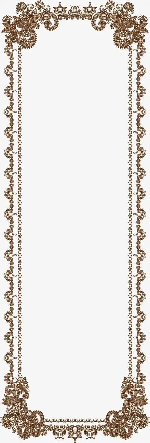 矢量手绘欧式花纹边框【高清边框纹理png素材】-90设计