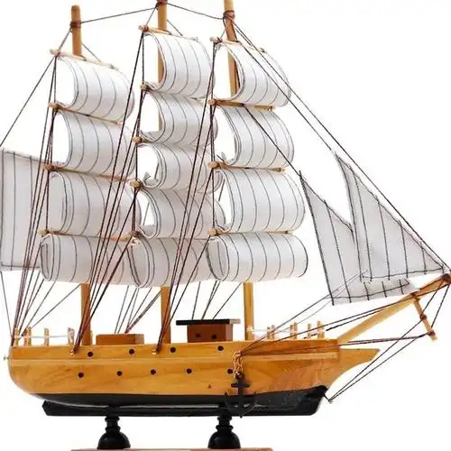 风顺实木帆船办公室客厅书房桌面摆件船模型工艺品小摆设装饰