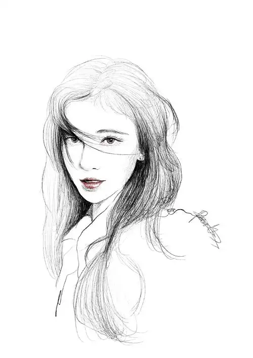 手绘 头像 定制 素描 彩铅 鞠婧祎