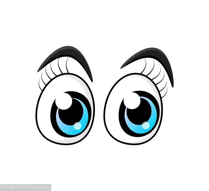 带有睫毛的蓝色卡通人物眼睛