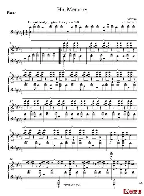 他的主题钢琴谱-undertale- [钹 小鼓 钢琴]3