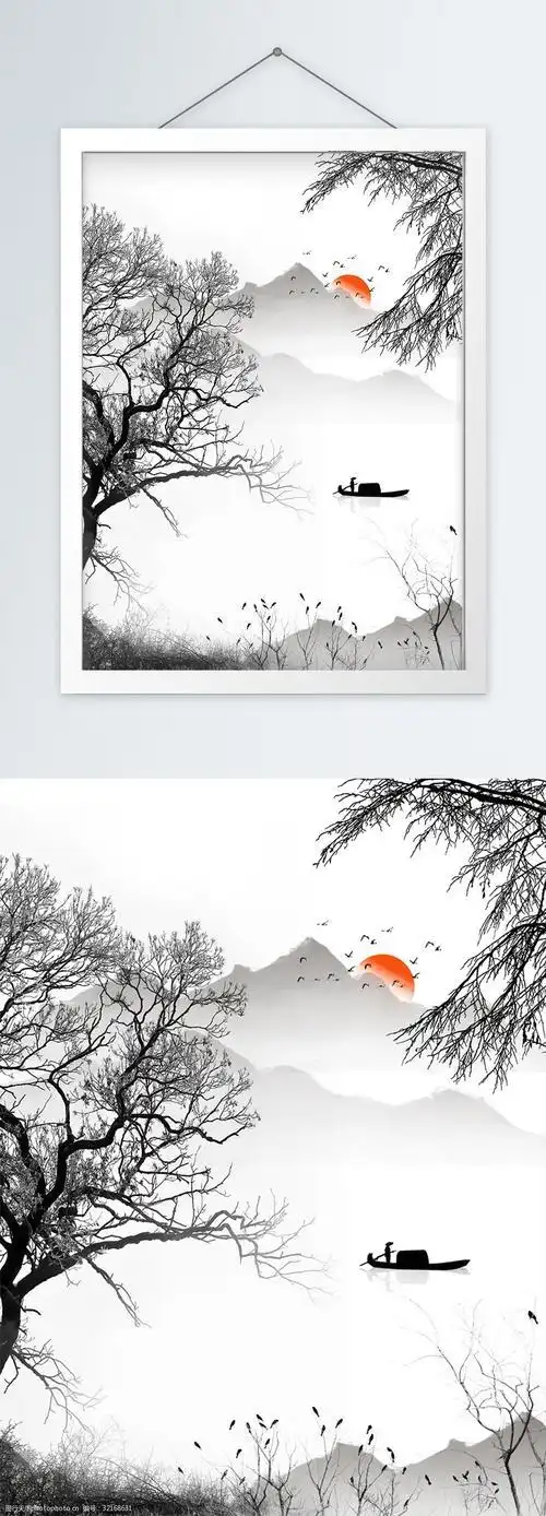 黑白山水画黑白山水画图片大全