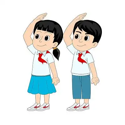 少先队员男女佩戴红领巾敬礼eps素材竞选少先队员