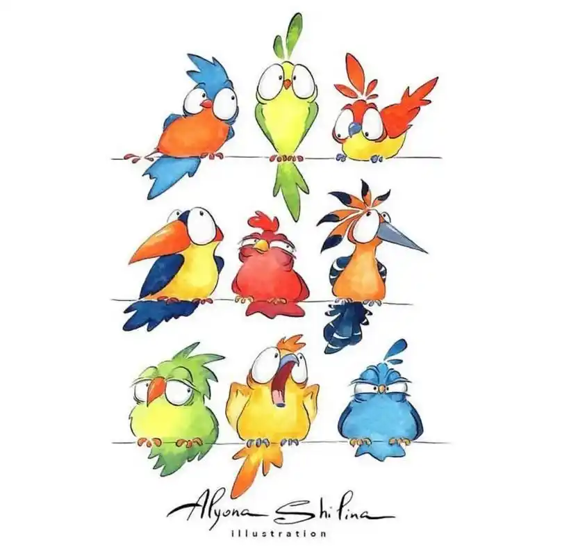 超可爱的水彩小动物插画 by alyonashilina # - 抖音