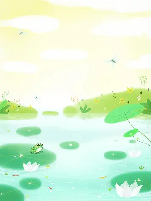 夏天·荷叶上一只呆呆的青蛙|插画|儿童插画|空山满 - 原创作品