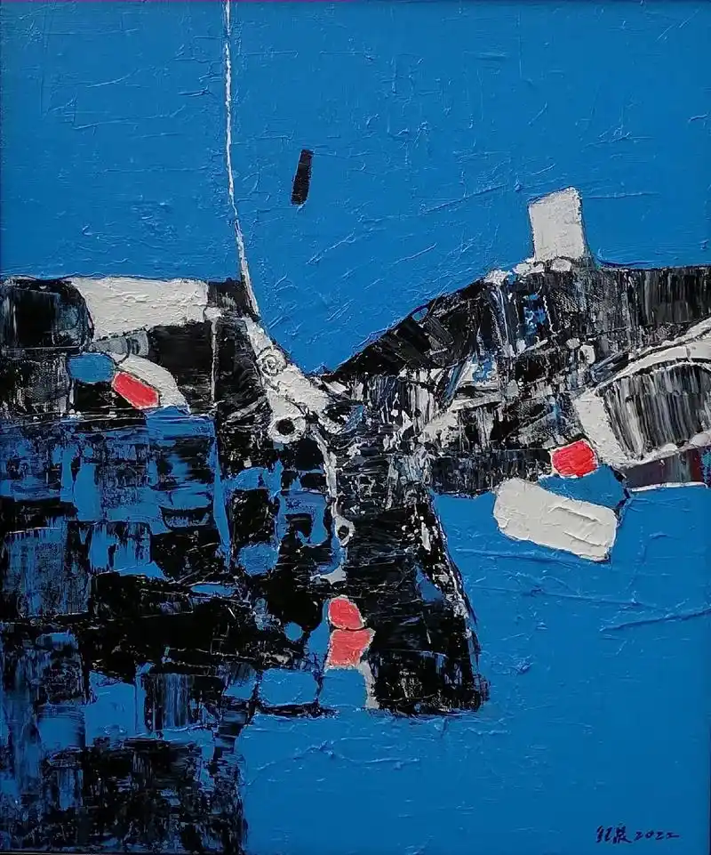 林纪泉当代油画作品《蓝色之恋》 - 抖音