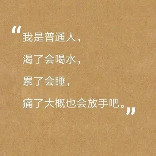 我是普通人,渴了会喝水,累了会睡,痛了大概也会放手吧.