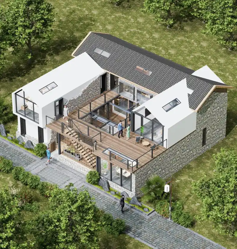 旧房改造丨民宿设计丨效果图表现 11566老房改造丨民宿外观设计丨