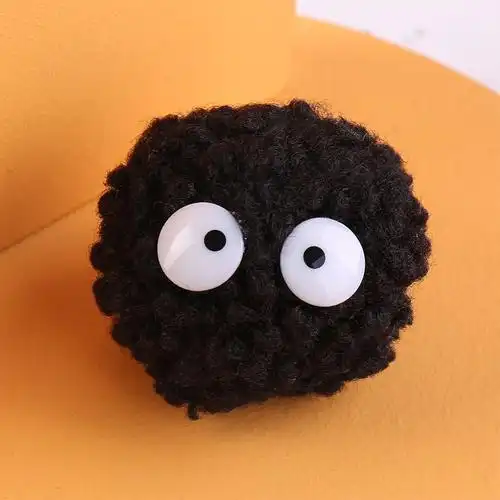 厂家直销黑色洞洞鞋毛球手工diy可爱怪兽精灵眼睛毛绒球配饰批发