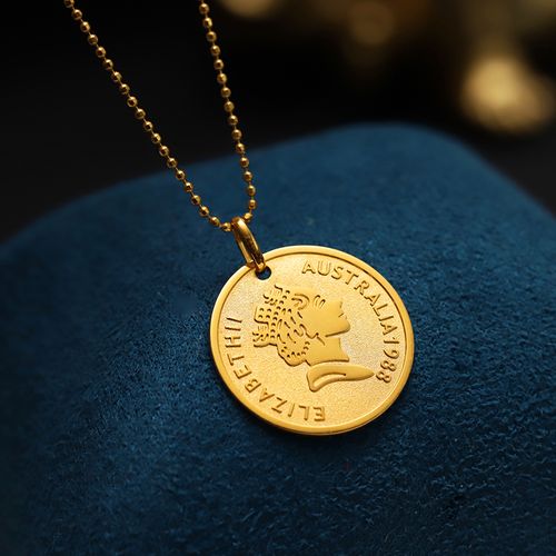 黄金实心女王头像金币项链999足金圆牌吊坠24k纯金女款纪念币挂坠