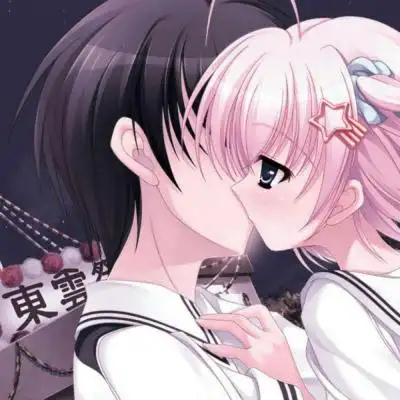 舌吻动漫一左一右情侣头像