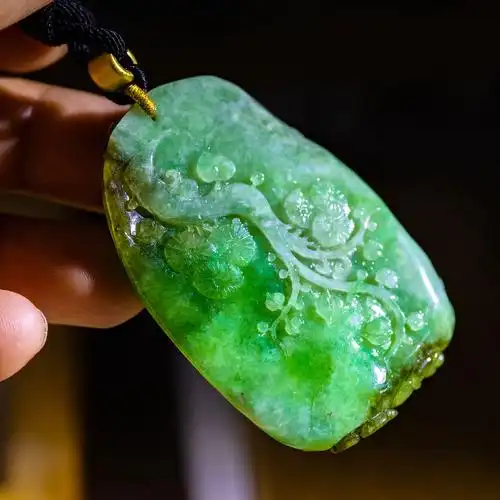 天然翡翠挂件吊坠花鸟俏雕冰种jxx3695颈饰