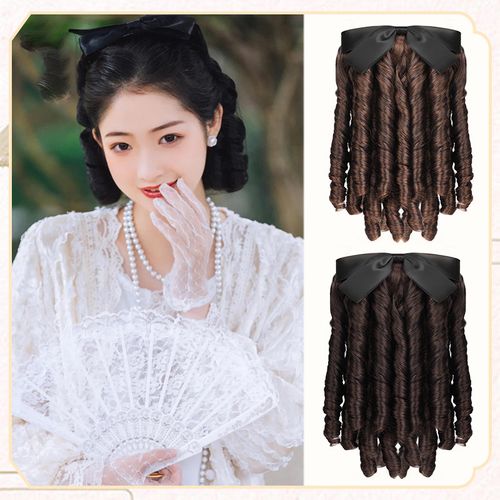 民国假发女卷发罗马卷长发复古旗袍发型金粉世家白秀珠lolita马尾