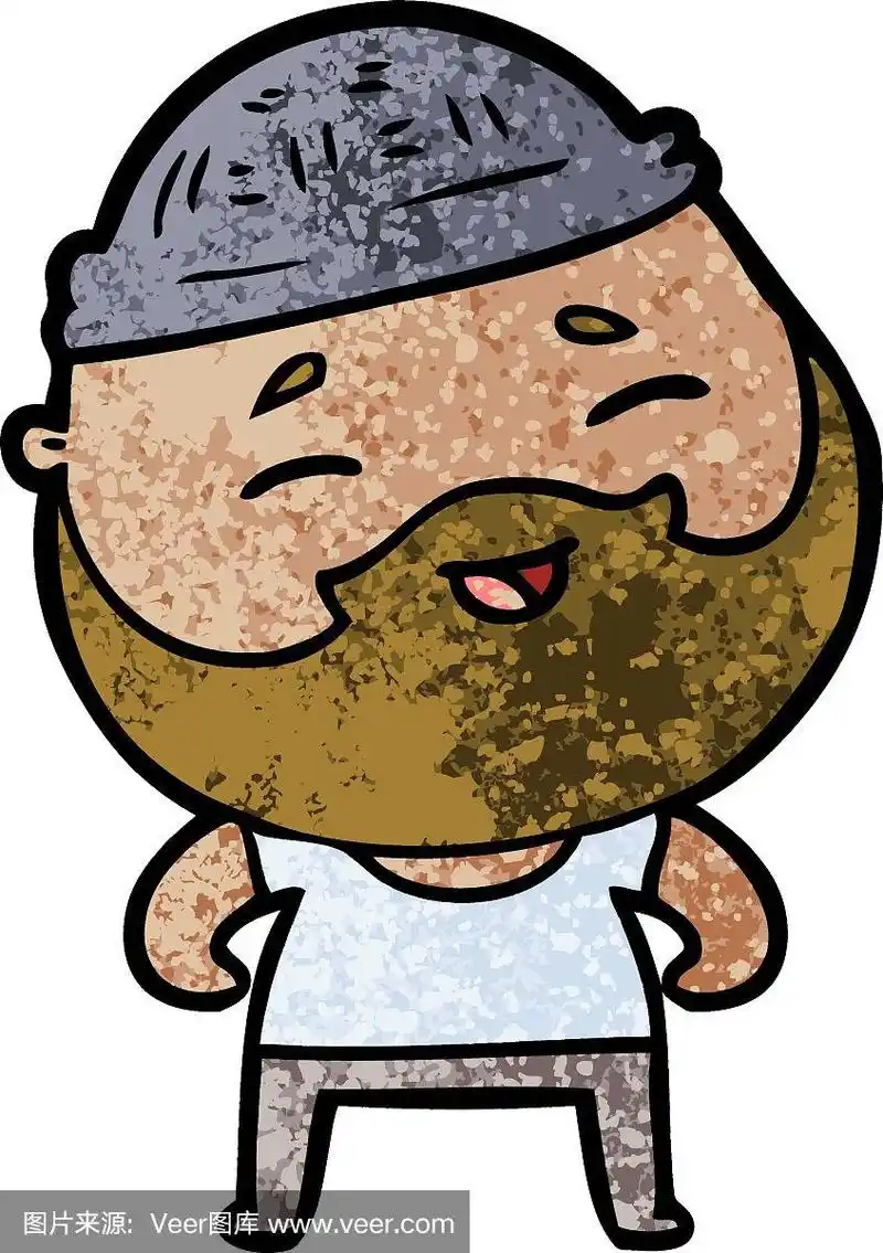 卡通快乐大胡子男人