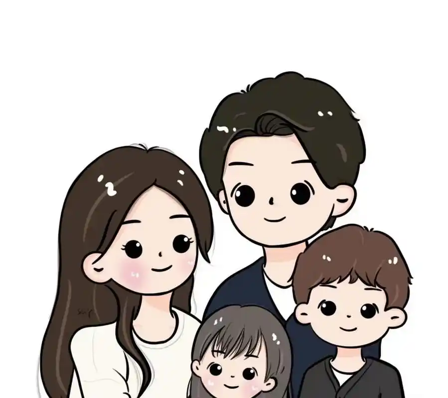 一家四口卡通形象 一家四口的全家福头像 🌟阳光温热,岁月静好 有