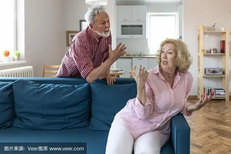 一对老夫妇在吵架.