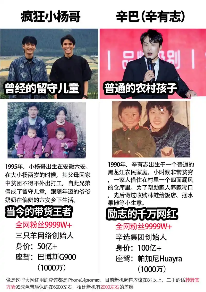 小杨哥和辛巴确实是普通家庭的孩子,网络也真的改变了一批人的命运,但