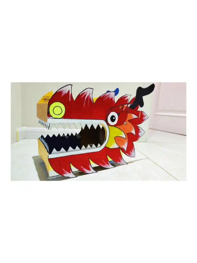 二月二龙抬头 幼儿园手工龙头步骤  材料准备:纸箱2个94  工具就绪