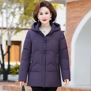 中老年羽绒服女短款妈妈冬装加厚大码70岁老人衣服奶奶太太冬外套