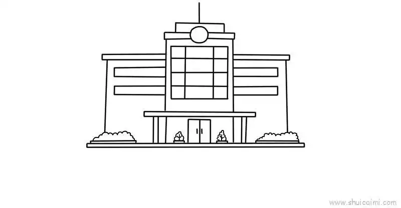 医院儿童画怎么画 医院简笔画顺序