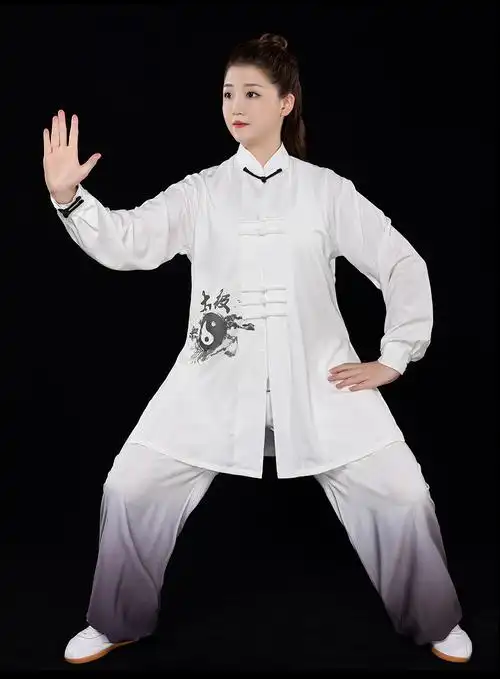 绘武太极服男女春秋太极拳服装中老年表演比赛服团体飘逸披纱套装墨谦