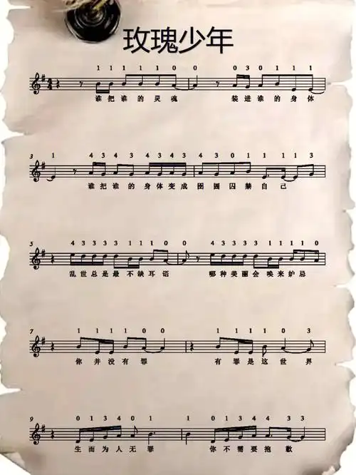玫瑰少年完整版小提琴谱