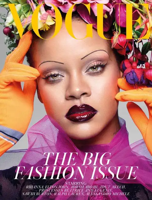 rihanna登上英国版《vogue》杂志9月刊封面