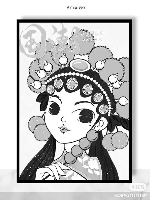 国潮京剧国粹 插画线稿简笔画你学会了吗?