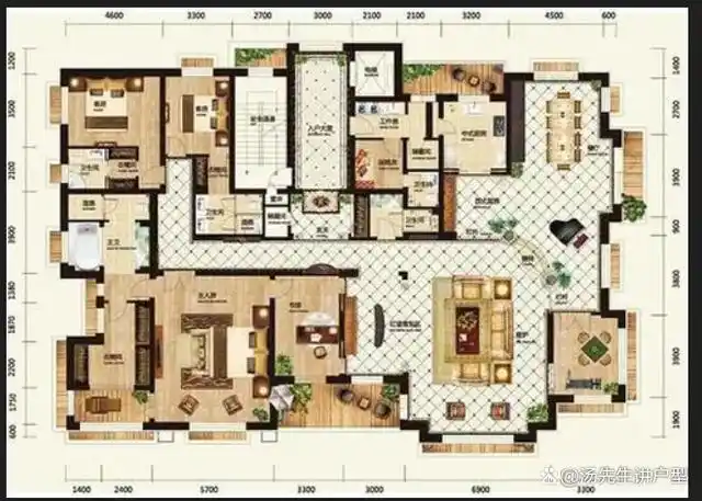 600平米完美分区的豪华大宅户型