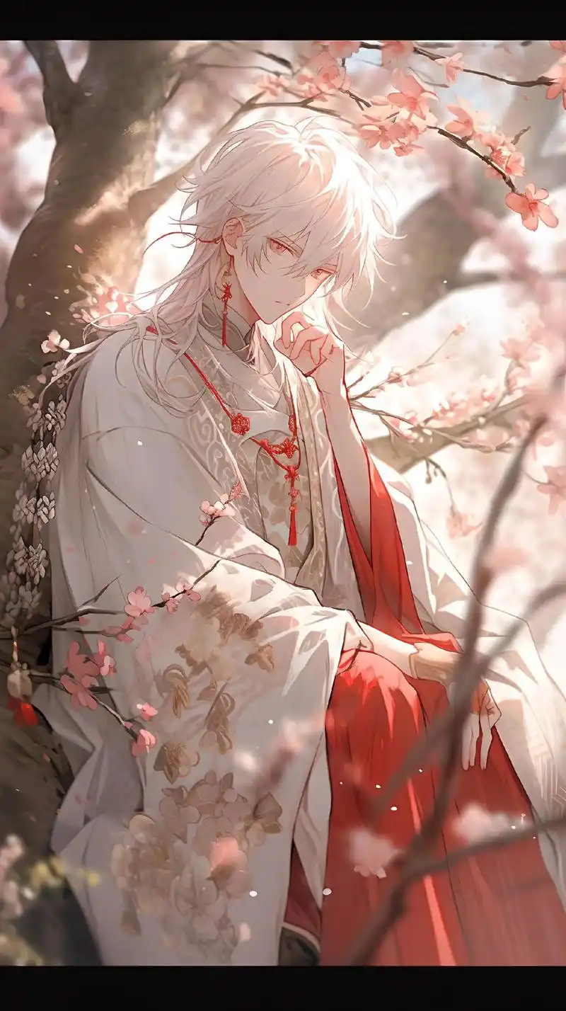 白毛桃花妖古风手机壁纸.arti world创作#dou上热