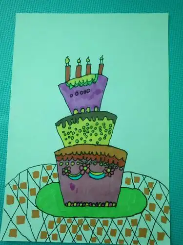 闽中物流城幼儿园第四期儿童绘画班第六次主题画《生日蛋糕》