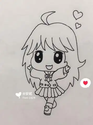 画画的少女简笔画