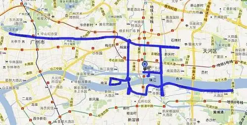 自己制作的广州马拉松路线图