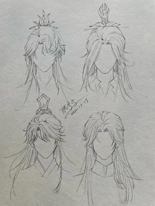 绘画日常几款古风游戏男发型