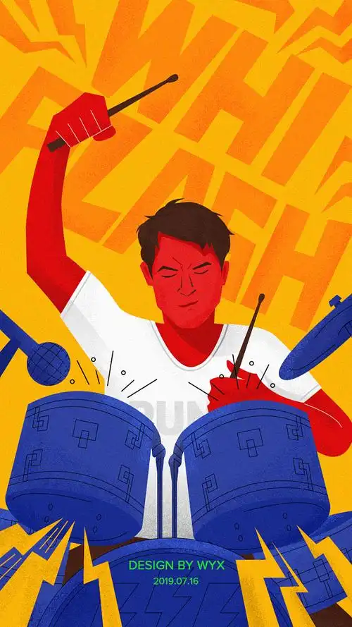 爆裂鼓手插画架子鼓