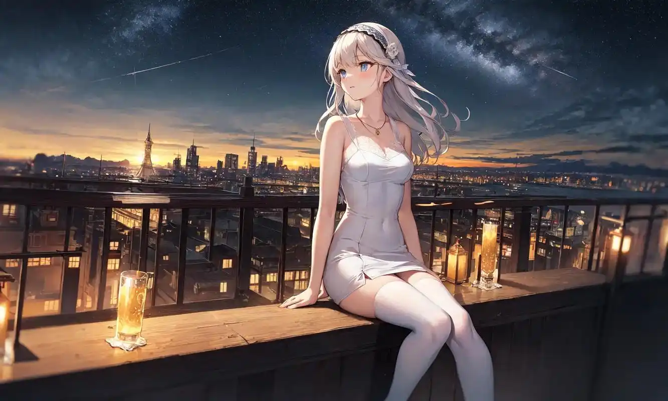 女孩坐着看看城市#ai绘画 #二次元 #送你一张壁纸 #动漫 - 抖音