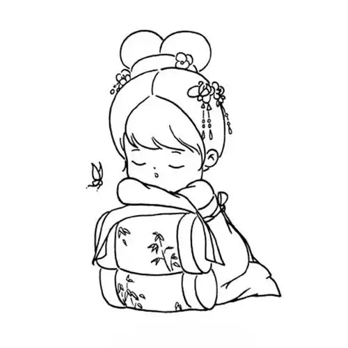 可爱的古风少女怎么画,彩铅古装女孩绘画教程