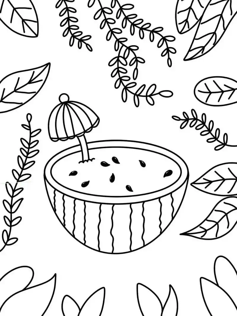 西瓜91 夏天 创意画 儿童画 带线稿 简笔画 #创意美术儿童画# #儿童