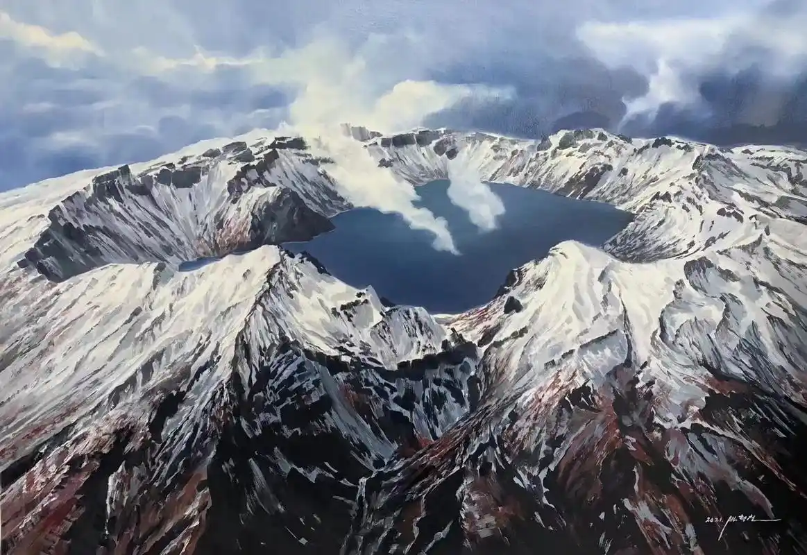 长白山天池油画14481