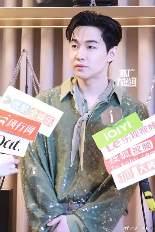 刘宪华绿色亮片衬衫