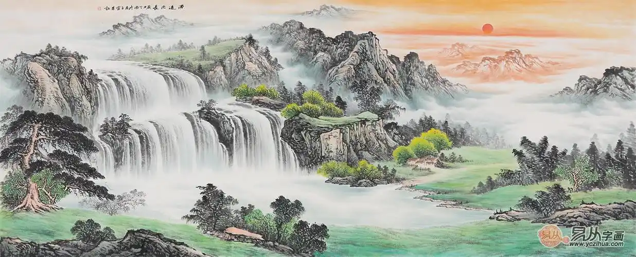 客厅山水画哪一类招财?易从网推荐聚宝盆山水画