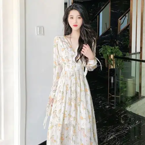 秋冬森女连衣长裙图片