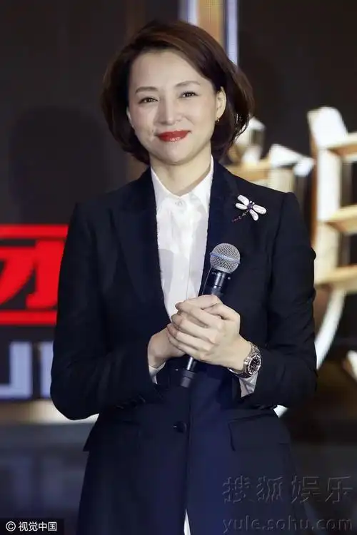 43岁董卿唇红齿白气色好 西装干练甜笑动人