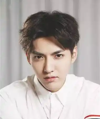 吴亦凡中分烫卷发发型