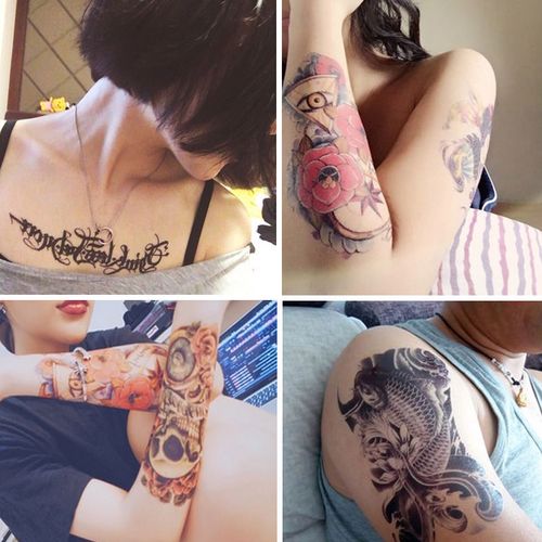 桑雀花臂半臂纹身贴防水仿真刺青社会男女半僧半魔纹身贴贴纸自选3张