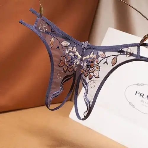 性感内裤情趣情调蕾丝丁字裤女开档免脱纯欲生理女三角裤