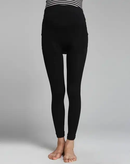 女款黑色开心妈咪柔软保暖打底九分裤