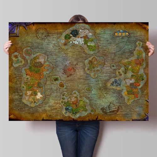 魔兽世界游戏海报周边wow暗影国度怀旧服地图宿舍卧室超大墙贴纸